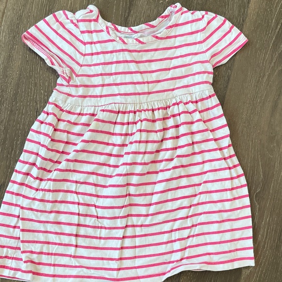 Girls' Pink and White Striped Dress - Picture 3 of 12